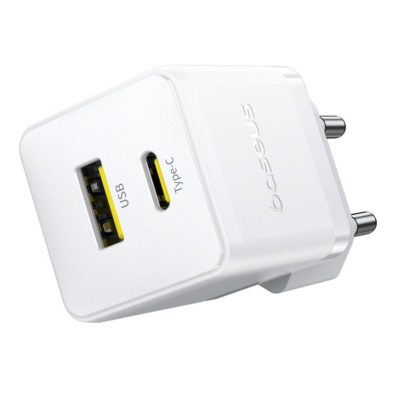 Palm Fast Charger C+U 20w Eu Moon White (With Baseus Mini White Cable Usb-C To Usb-C 60w (20v/3a) 1m Moon White)
