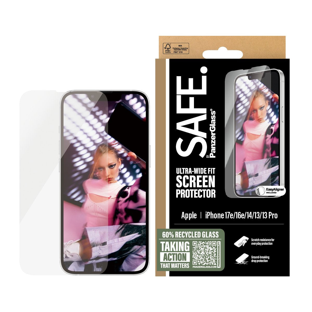 EAN 5715685021091 - PanzerGlass SAFE. by ® Screen Protector iPhone 17e | 16e | 14 | 13 | 13 Pro | Ultra-Wide Fit w. EasyAlign imagen 2