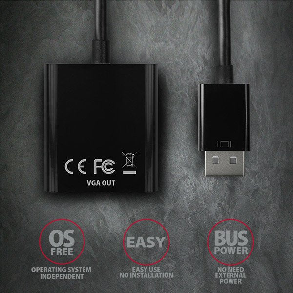 EAN 8595247904386 - Axagon RVD-VGN adaptador de cable de vídeo 0,15 m DisplayPort VGA (D-Sub) Negro imagen 6