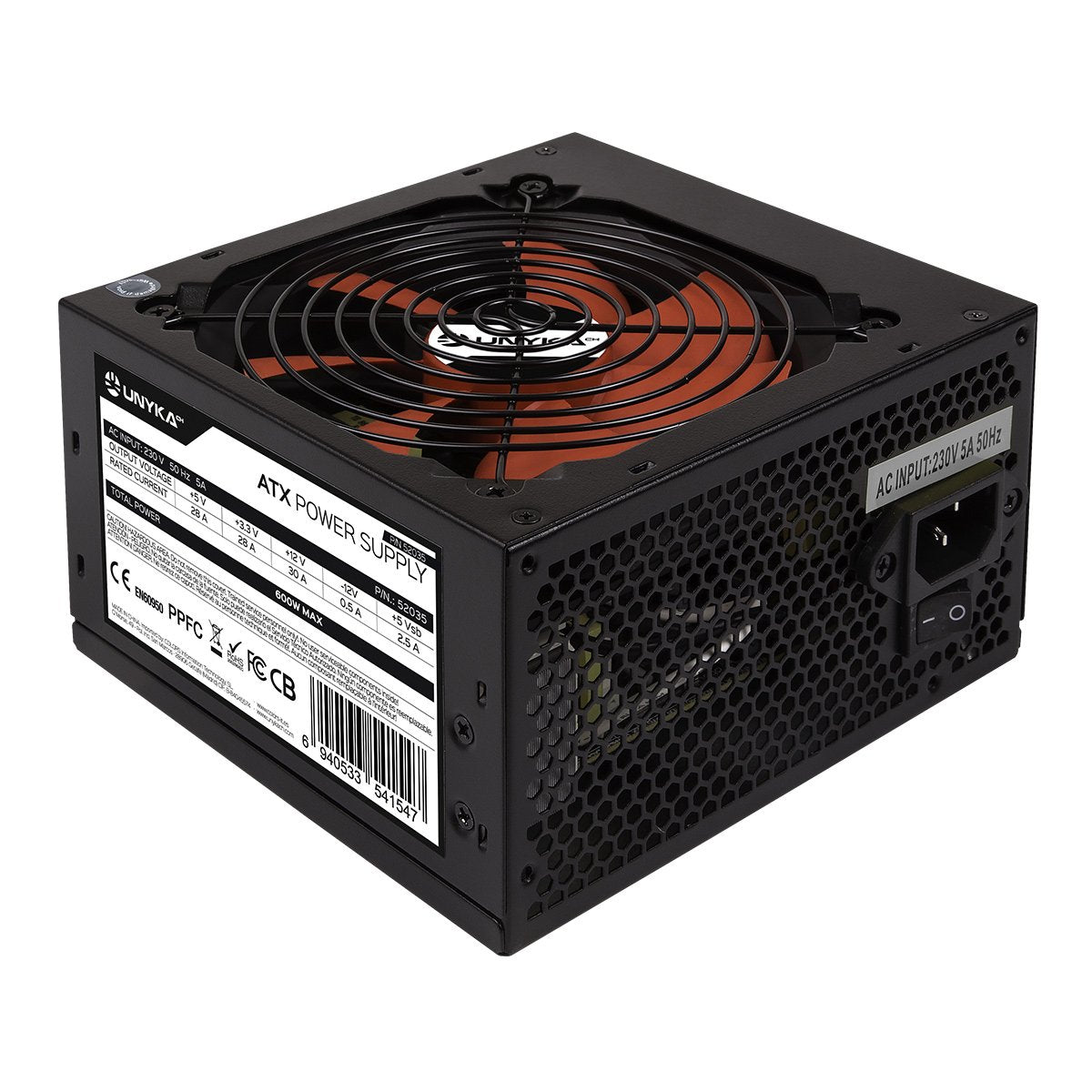 Fuente De Alimentación Unyka Atx 600w Gaming Negra