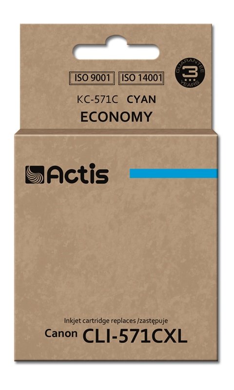 Tinta Actis Kc-571c (Reemplazo De Canon Cli-571c - Estándar - 12 Ml - Cyan)