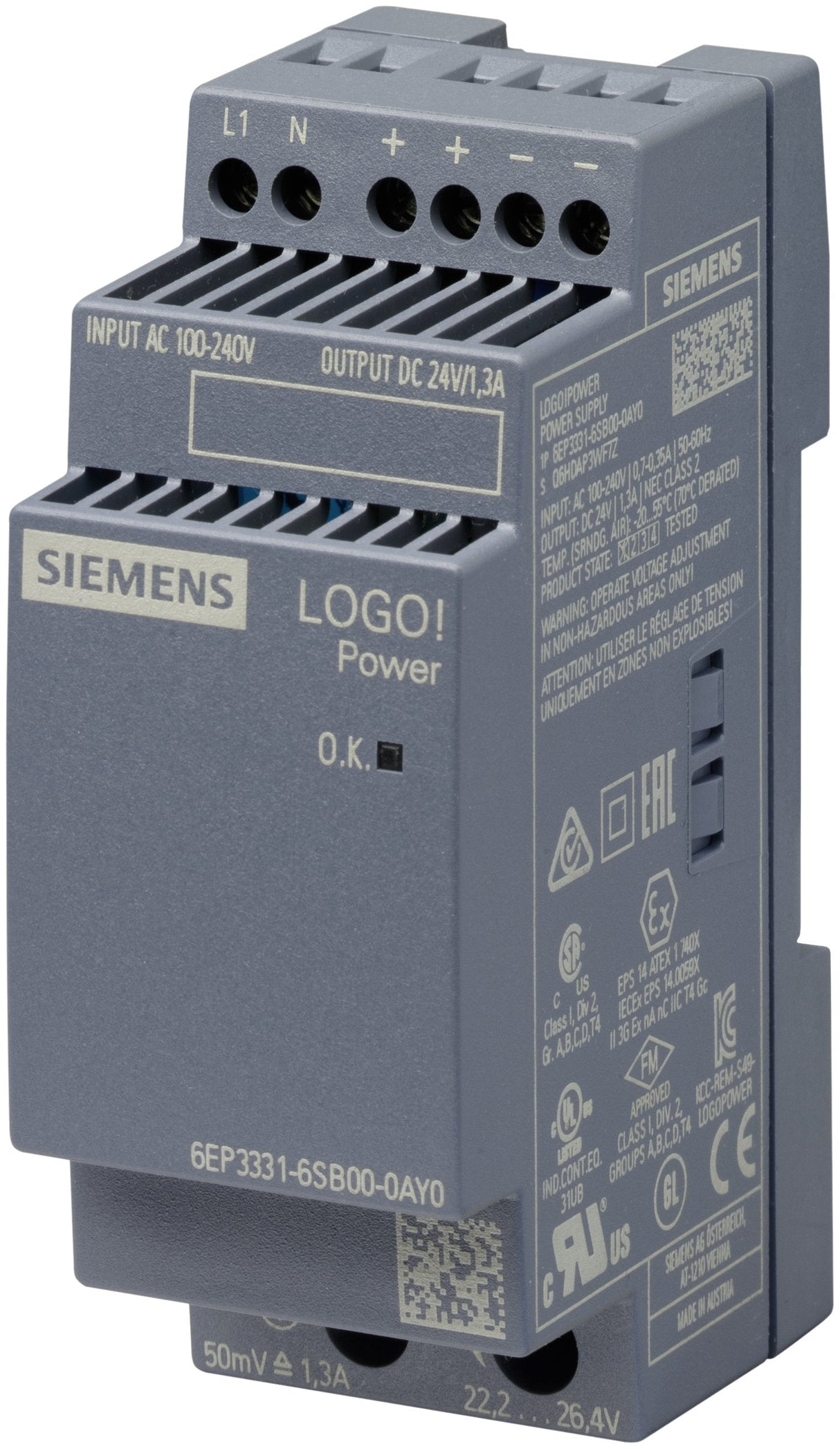 Siemens 6ep33316sb000ay0 Logo!Power 24v 1,3a Geregelte Stromversorgung