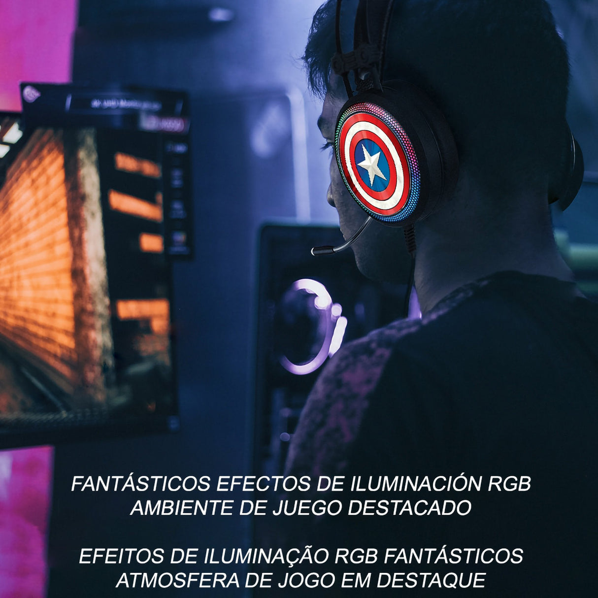 Auriculares Gaming Con Micrófono Marvel Captain America 001 Usb