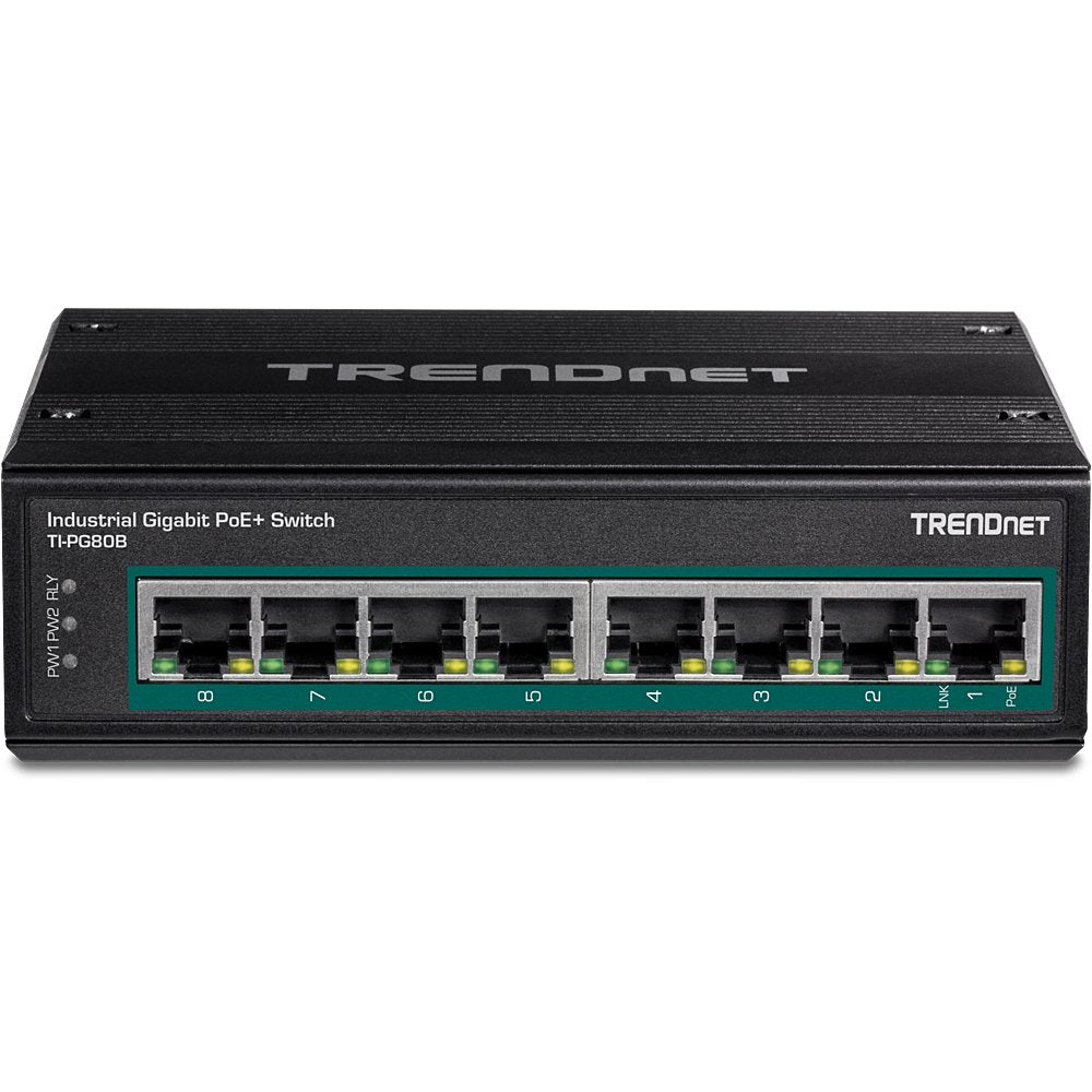 Trendnet Ti-Pg80b Switch 8 Puertos Industrial Gigabit Poe+ Din-Rail (24-56v)