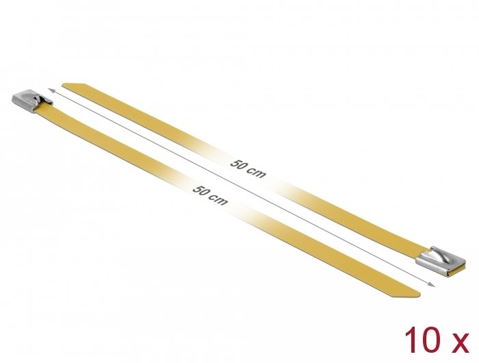 Delock Bridas De Acero Inoxidable L 500 X B 7,9 Mm Amarillo 10 Piezas