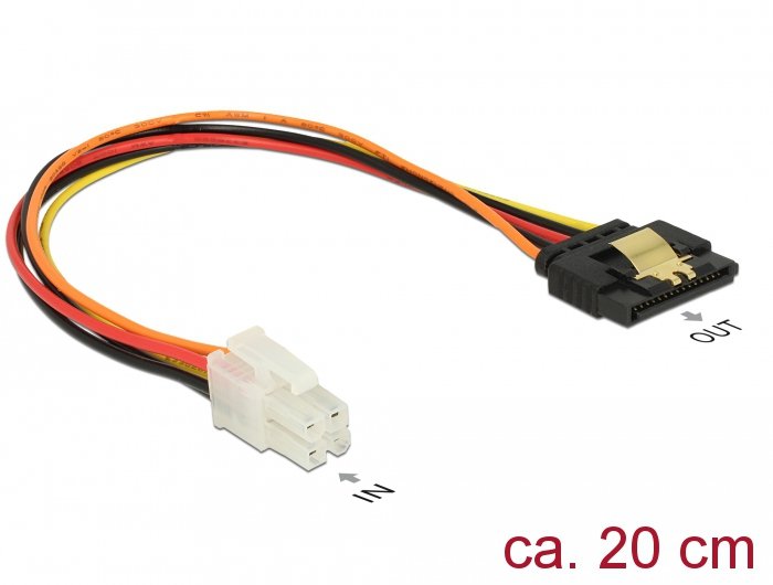 Delock 85519 Cable P4 4pin M > Sata 15pin H 0.20m