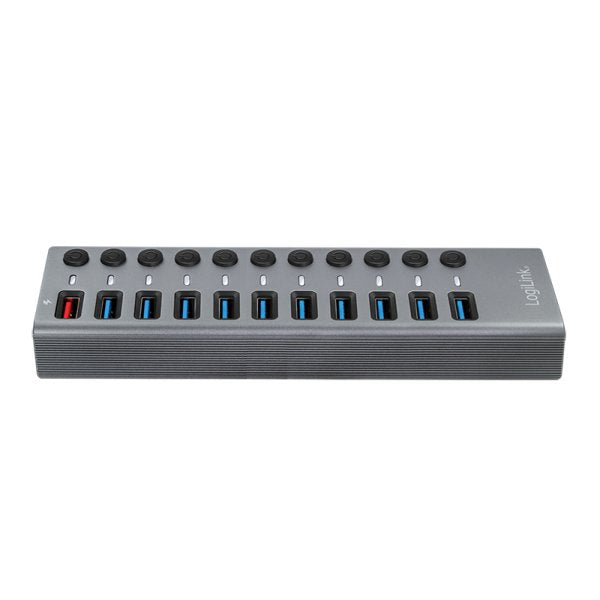 Hub Logilink Usb 3.2 10+1 Port Aluminum Grey Switch For Each Port, On/Off