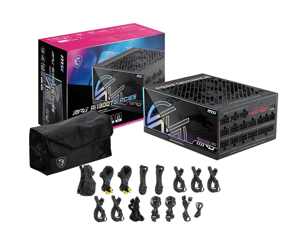 Msi Mpg Ai1300ts Pcie5 Unidad De Fuente De Alimentación 1300 W 24-Pin Atx Atx Negro