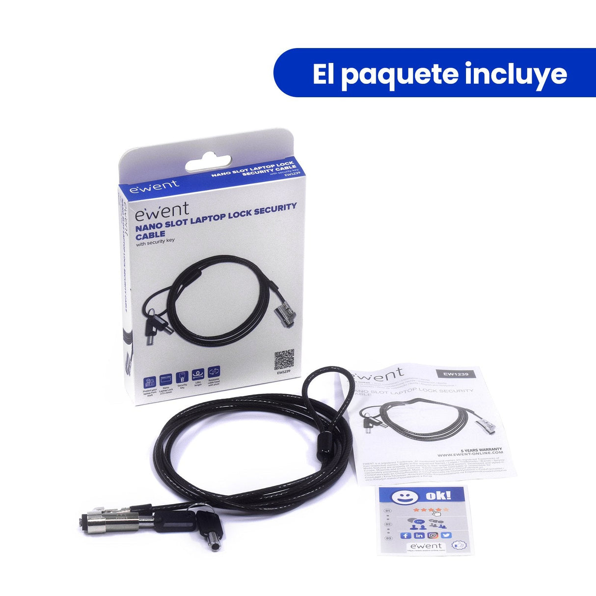 EAN 8052101433791 - Ewent EW1239 cable antirrobo Negro 1,8 m imagen 3