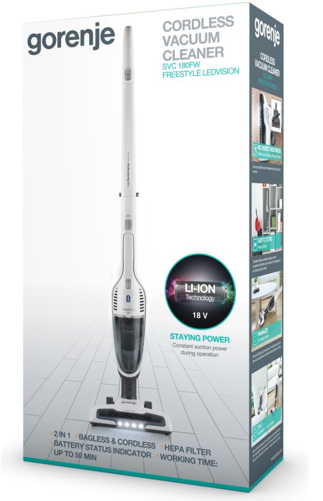 EAN 3838782386978 - Gorenje SVC180FW Aspiradora escoba 2 en 1 Batería Secar HEPA Sin bolsa 0,6 L Blanco imagen 2