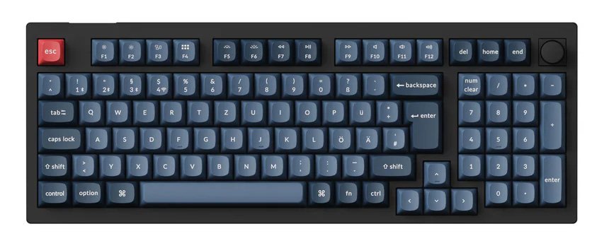 Keychron V5 Max (Negro/Azulgris, De-Layout, Gateron Jupiter Brown, Hot-Swap, Rgb) V5m-D3-De