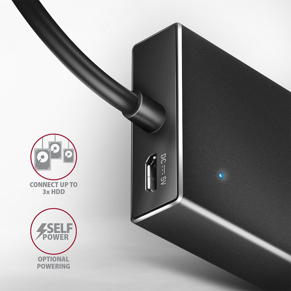 Axagon Hue-F7a 7x Usb 3.2 Gen 1 Aluminium Flat Hub, 30 Cm Usb-C-Cable
