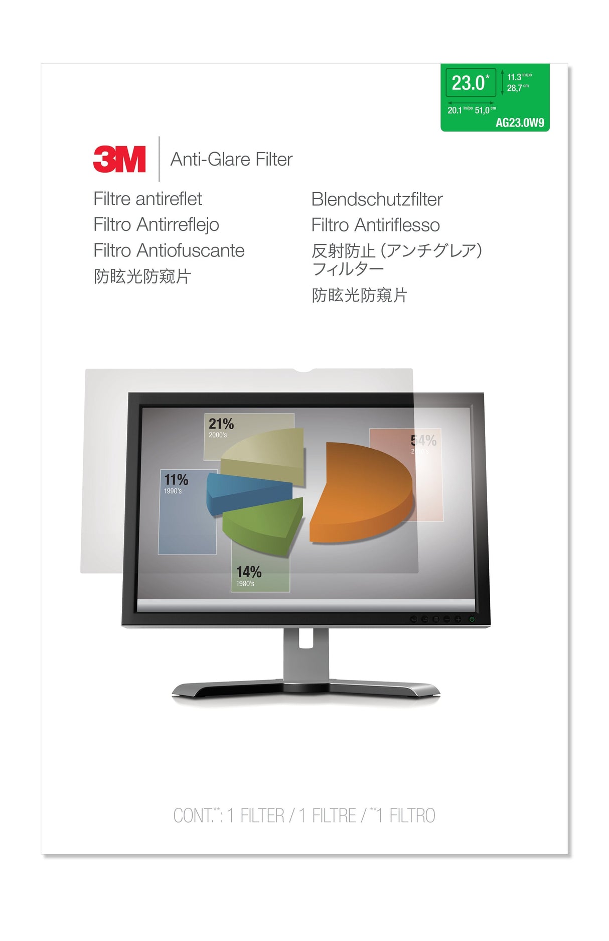 3m Filtro Antirreflejos 23in Monitor, 16:9, Ag230w9b