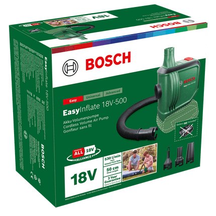 Bomba De Aire Inalámbrica Bosch Easyinflate 18v-500, 18volt Verde/Negro, Batería Li-Ion 2.0ah, Power For All Alliance