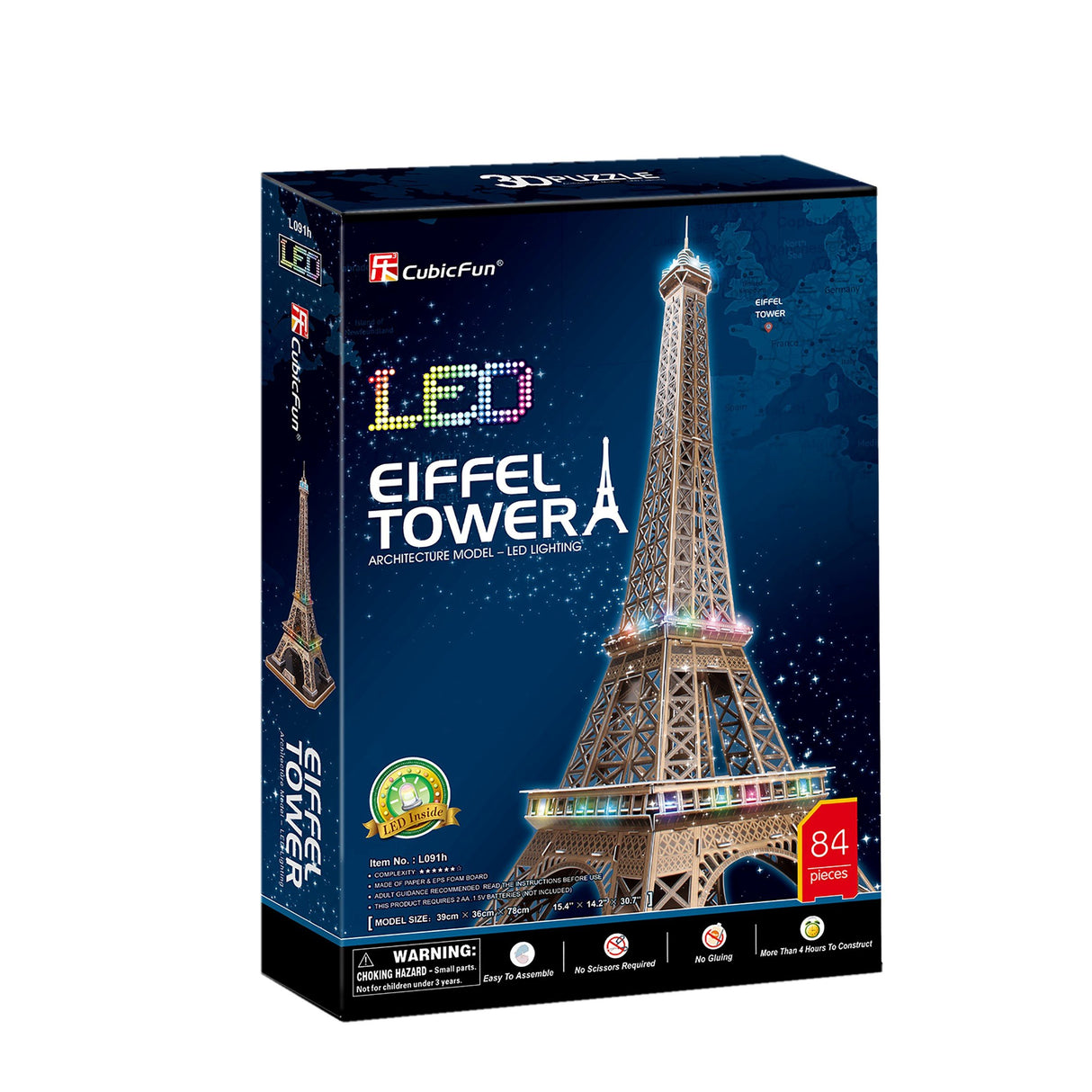 EAN 6944588205072 - CubicFun Eiffel Tower LED Puzle 3D 84 pieza(s) Edificios imagen 4