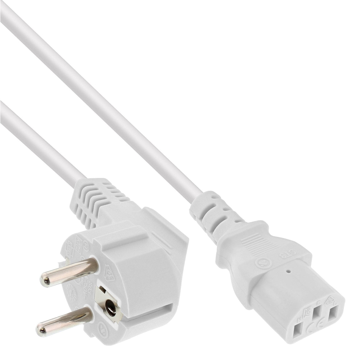 Cable De Alimentación Inline, Schutzkontakt A Iec Hembra De 3 Pines, Blanco, 1,0 M
