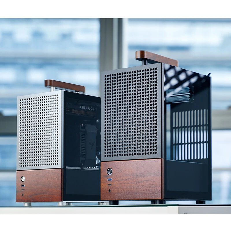Jonsbo T6 Pc Carcasa, Mini-Tower, Mini-Itx, Tempered Glass, Madera - Plateado