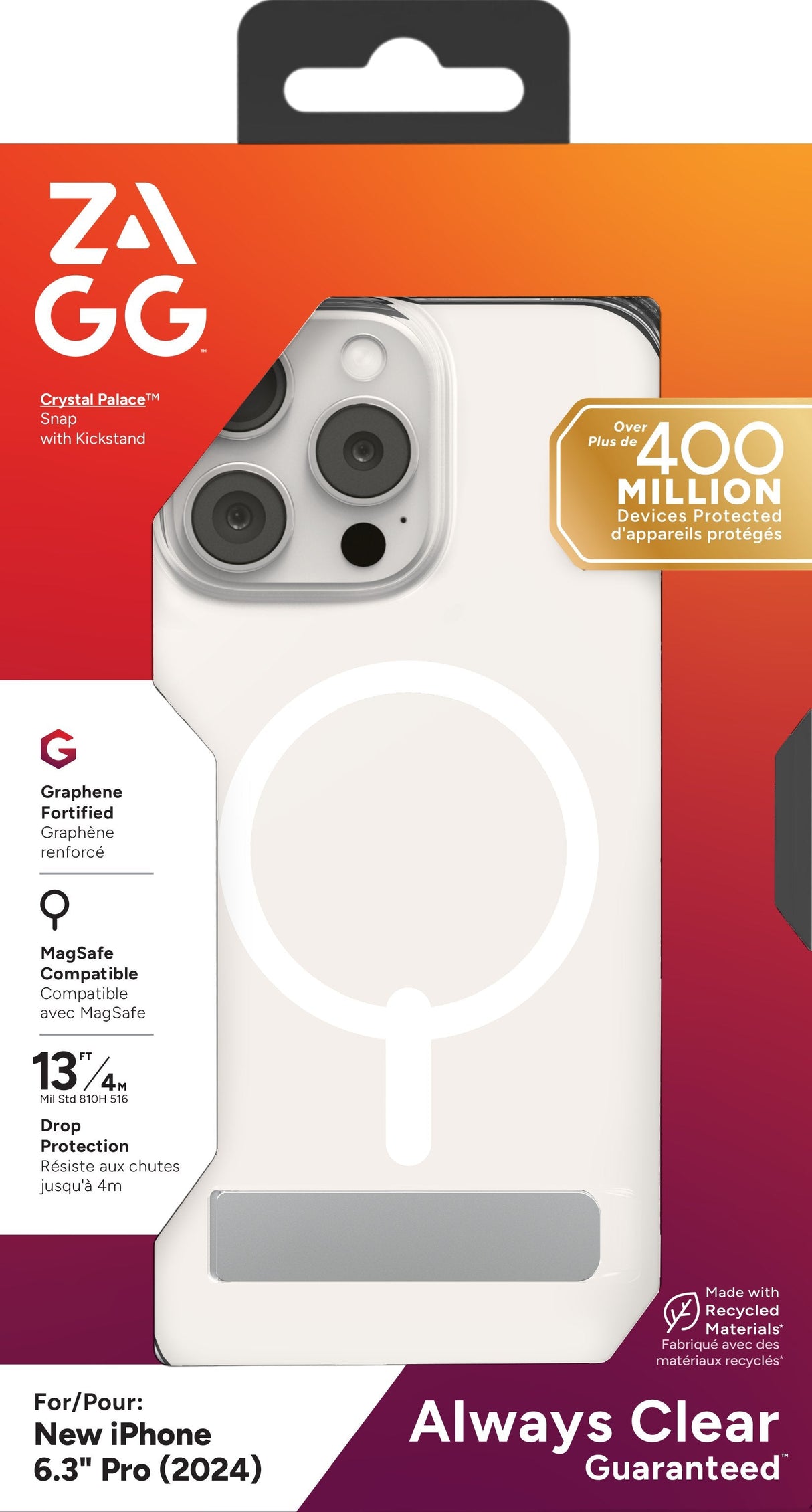 Zagg Case Para Apple Iphone 16 Pro Crymal Palace Snap Mit Kickmand Clear