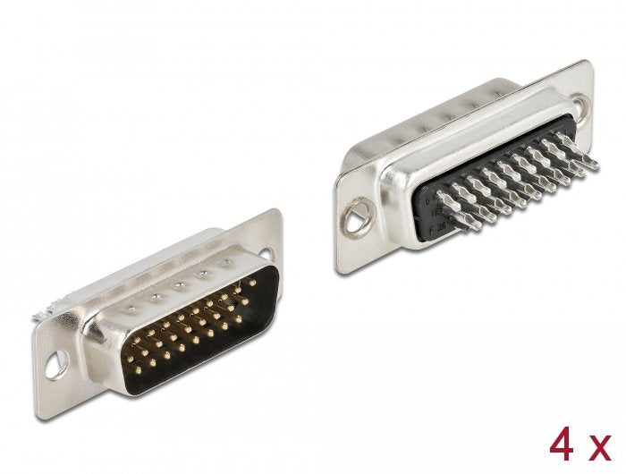 Delock D-Sub Hd 26 Pin Conector Macho Metal, Versión Soldable, 4 Unidades