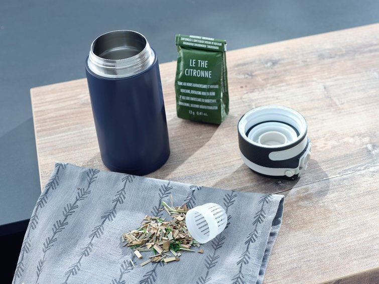 Leifheit 03247 Taza De Viaje 350 Ml Negro, Azul Acero Inoxidable