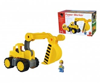 Big Power-Worker Excavadora + Figura, Vehículo De Juguete Amarillo/Gris 800054835