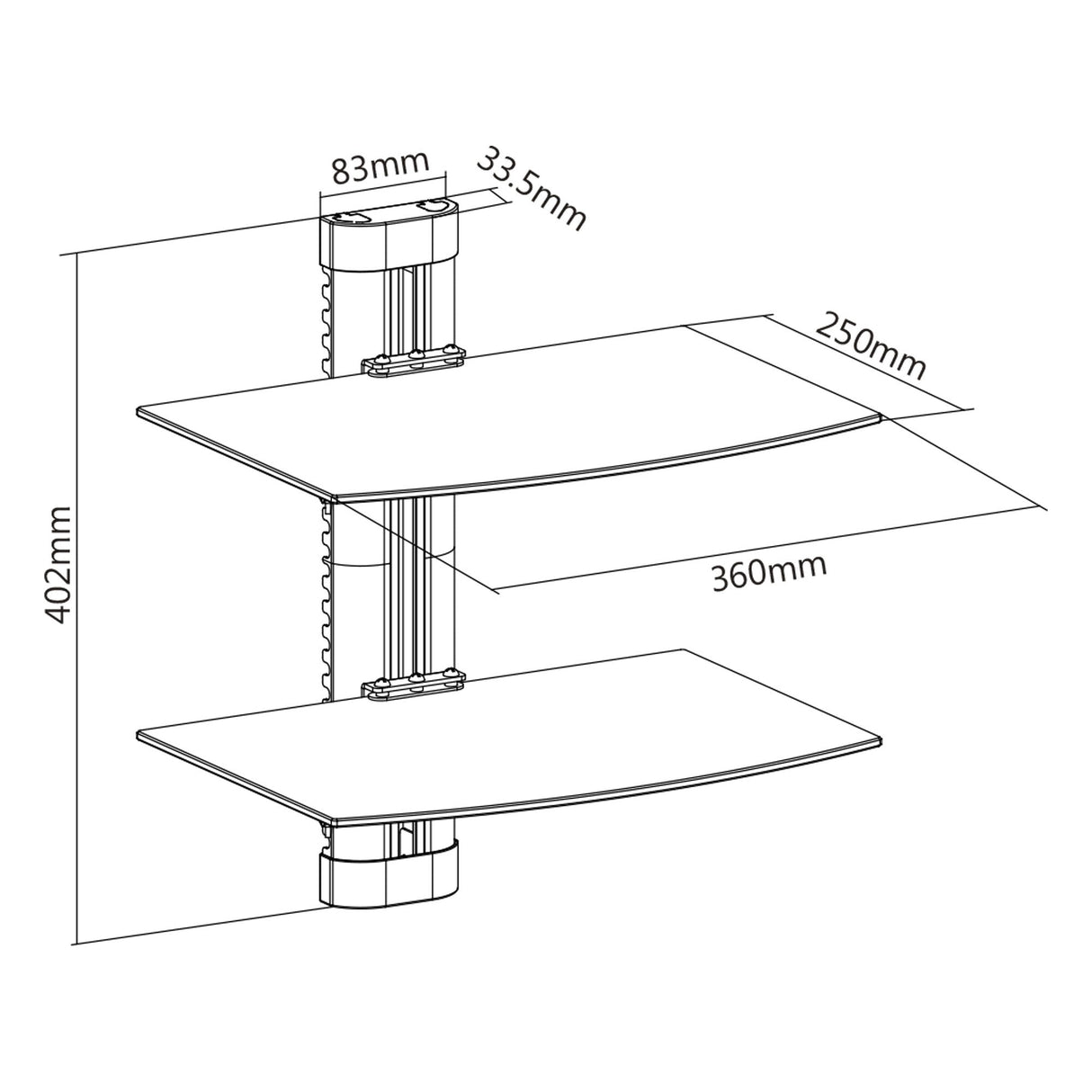 Soporte De Pared Inline, Para Dvd, Bluray, Sat-Receiver, Máx. 8 Kg, Negro