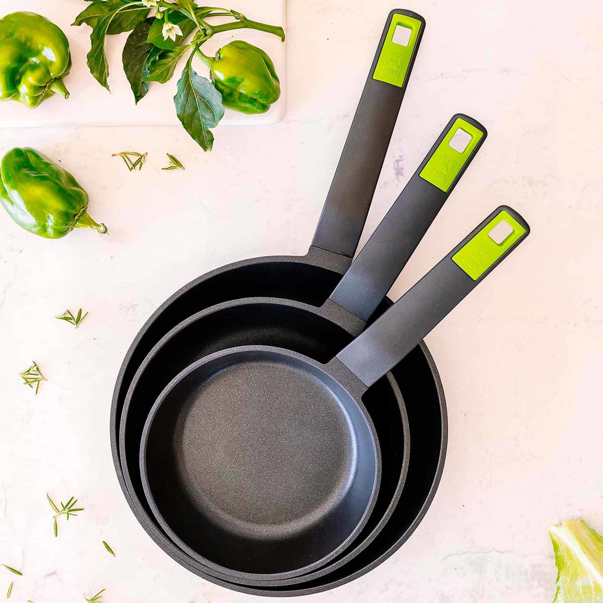 Pack 3 Sartenes Bra Gastro A841201 Ø18cm Ø22cm Ø26cm Apta Para Inducción