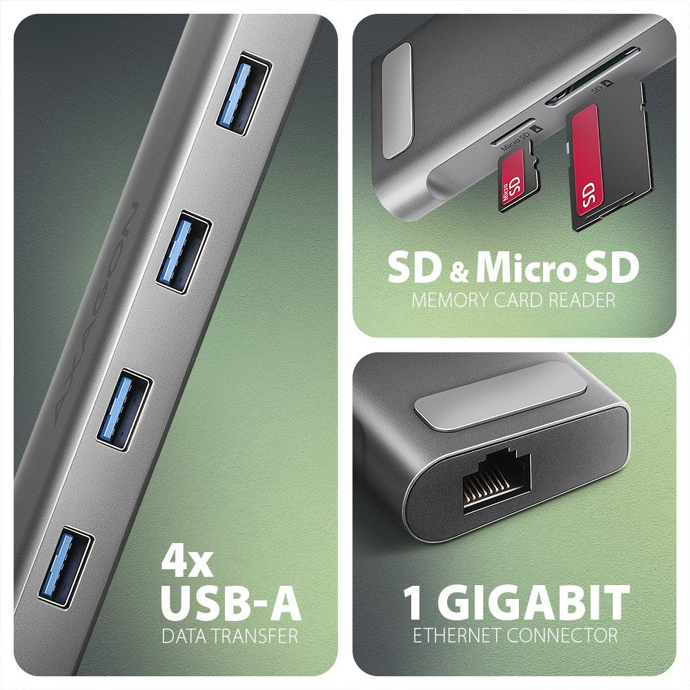 EAN 8595247907530 - Axagon HMC-10HLS base para portátil y replicador de puertos Alámbrico USB 3.2 Gen 1 (3.1 Gen 1) Type-C Ne imagen 3