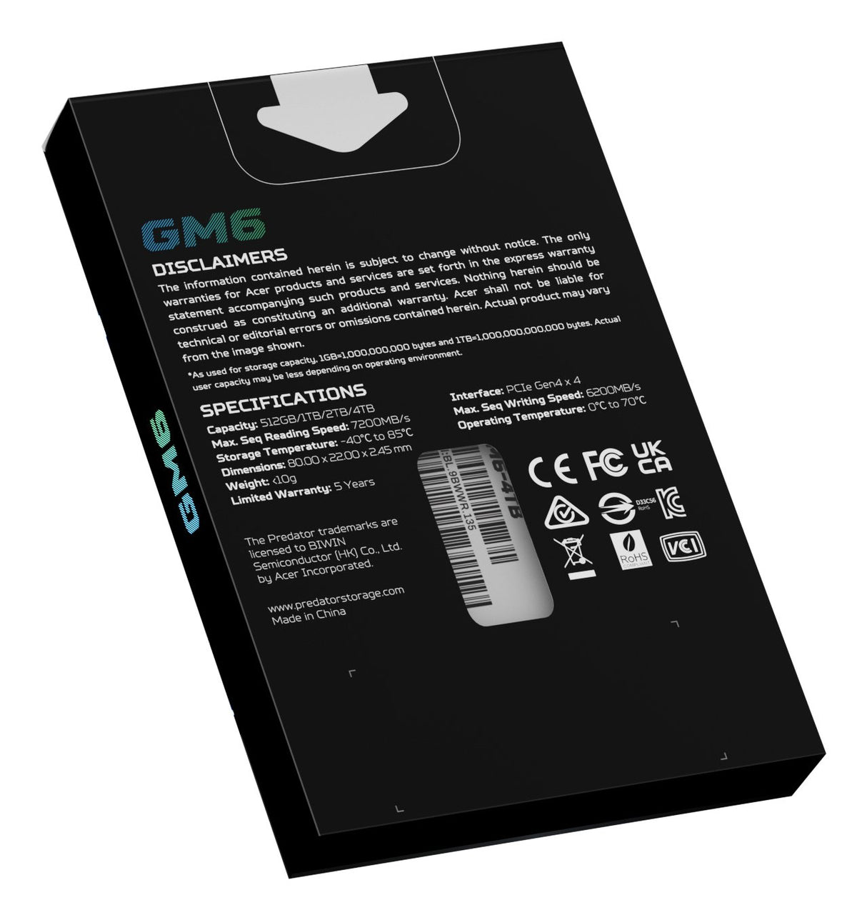 EAN 6955914639737 - Predator GM6-1TB M.2 PCI Express 4.0 NVMe SLC imagen 10
