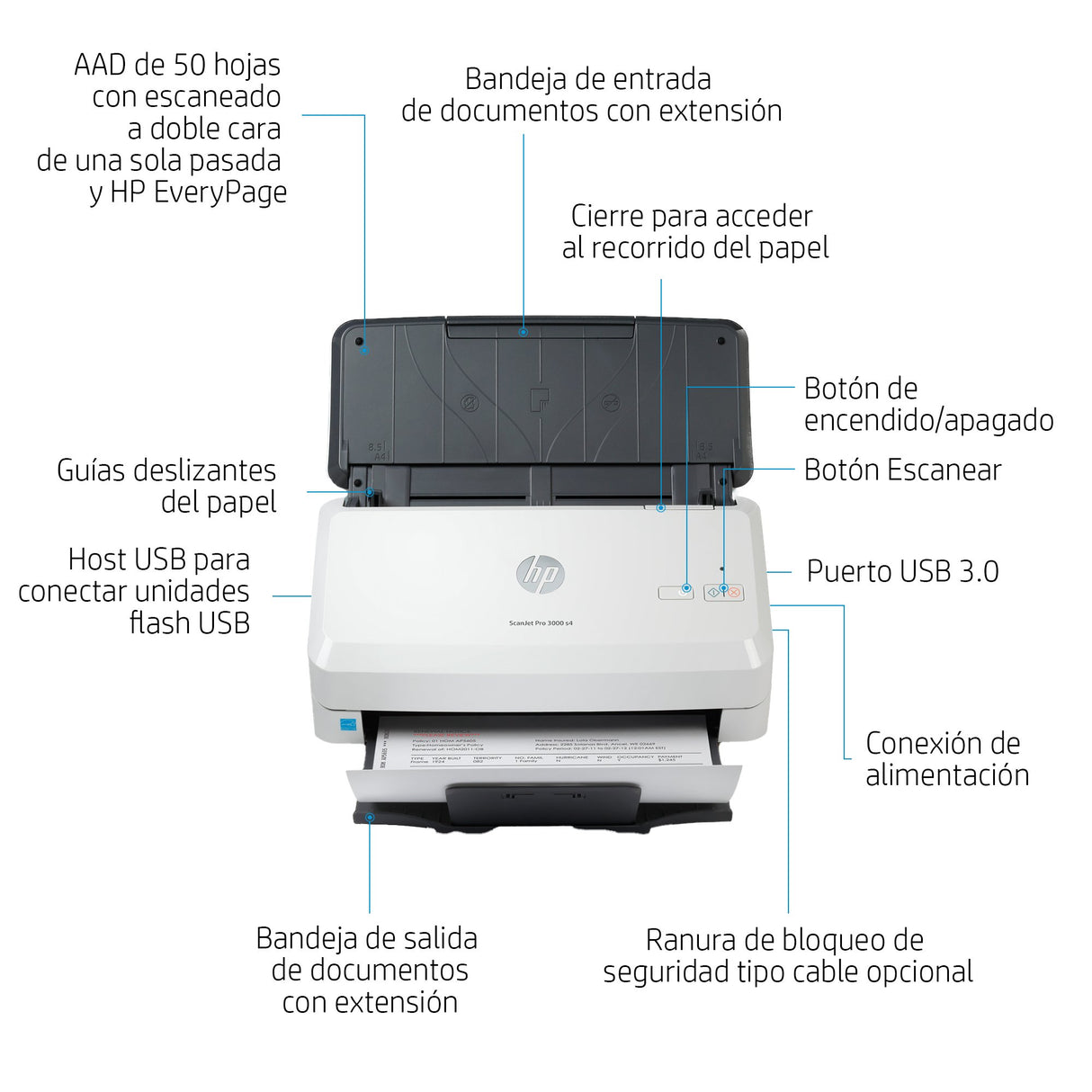 EAN 0193808948619 - HP ScanJet Pro 3000 s4 Escáner alimentado con hojas 600 x 600 DPI A4 Negro, Blanco imagen 4