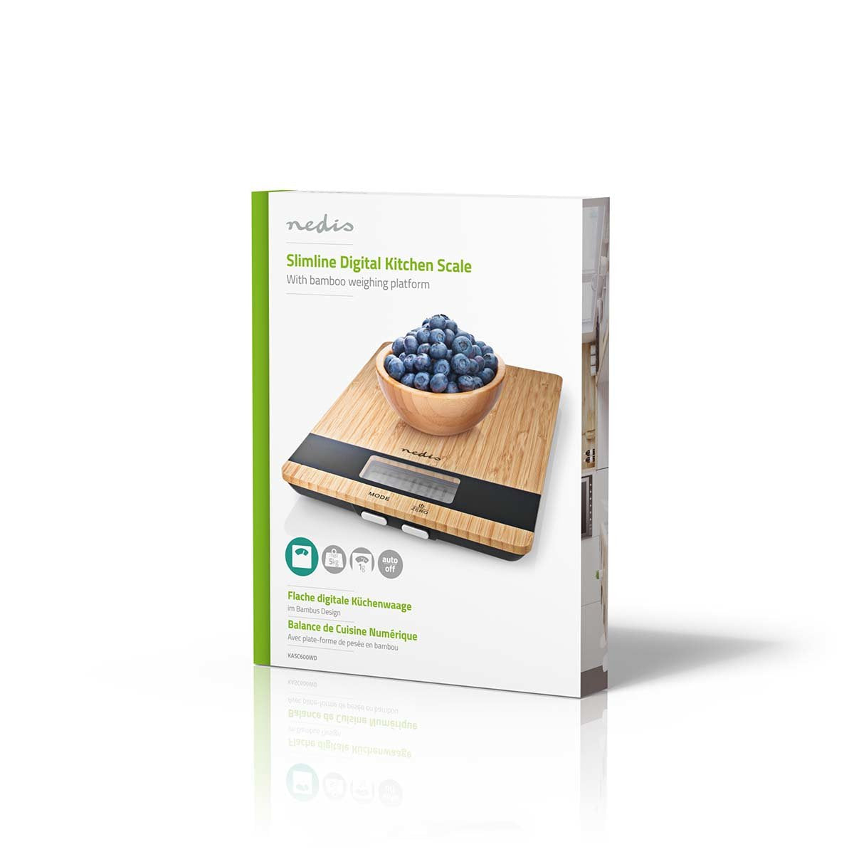 Nedis Bascula De Cocina Digital Madera / Plastico Marron