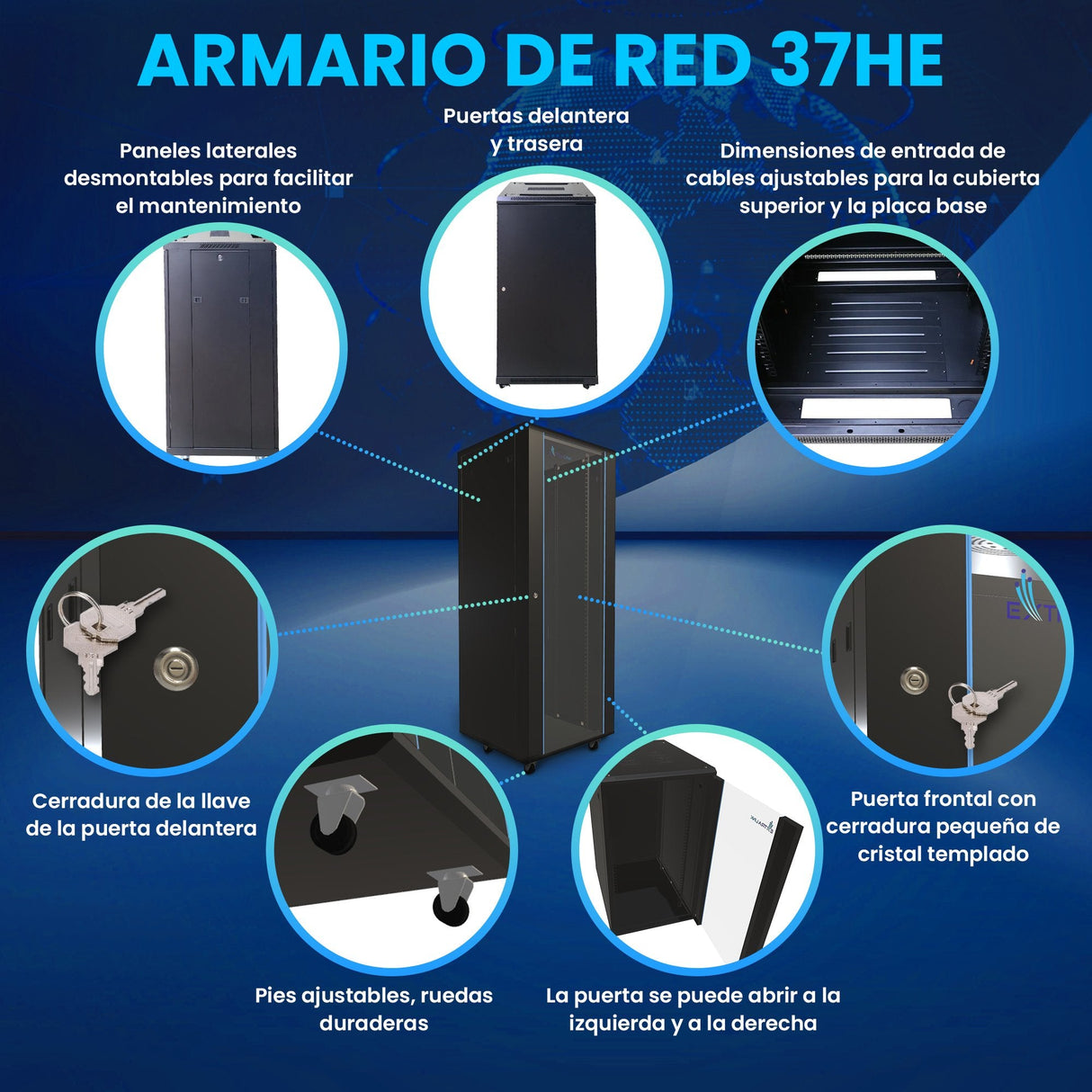 Armario Extralink 37u 600x600 Negro Rackmount De Pie