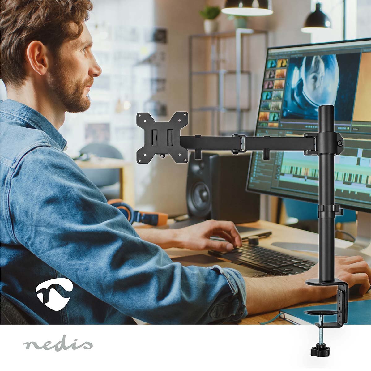 Nedis Schreibtisch Monitorhalterung 1 Bildschirm 15 - 32 " 75x75 100x100 Vollbeweglich