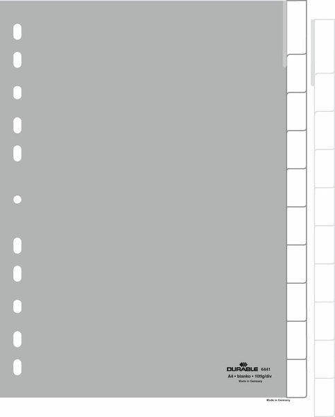 Durable Blanko-Register Pp Blanko Taben 10-Piezas Gris
