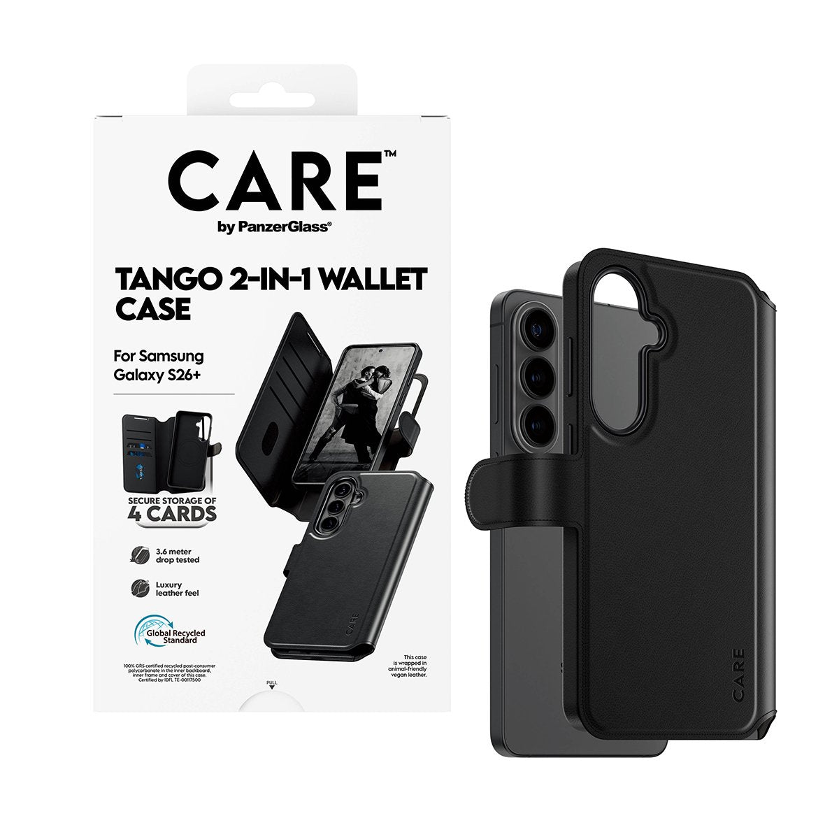 Panzerglass Care By ® Case Tango 2-In-1 Wallet M. Qi Samsung Galaxy S26+, Cover, Samsung, Samsung - Galaxy S26+, Transparent