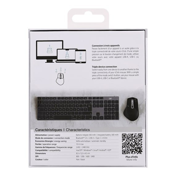 Ratón Inalámbrico Semi-Ergonómico T Nb Dual Connect Iclick (Negro)
