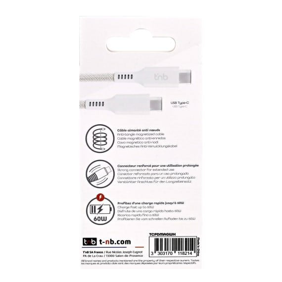 Tnb Cable De Funda Magnetica Usb-C A Usb-C - 1.5m - White