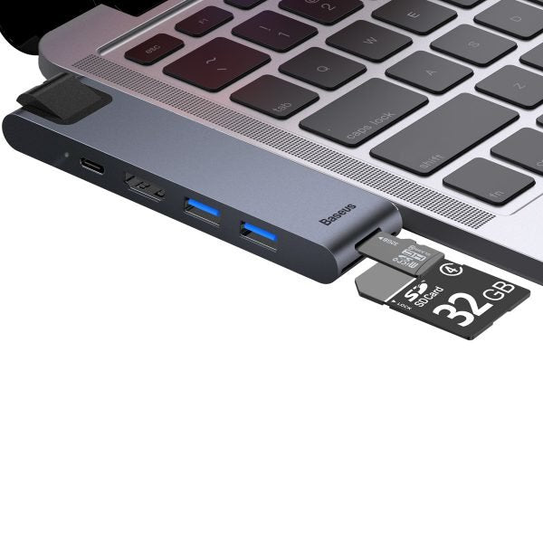 EAN 6953156287358 - Baseus CAHUB-L0G base para portátil y replicador de puertos Thunderbolt 3 Negro, Plata imagen 1