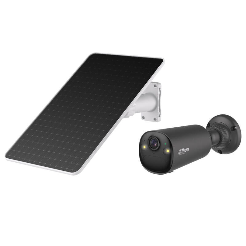Dahua Bf4ca/M0508 Tubular Ip H265 4m Iluminación Dual Led20m/Ir15m 2.1mm Ip66 Pir Mic/Altavoz Wifi Ai Color Negro Con Batería + Panel Solar
