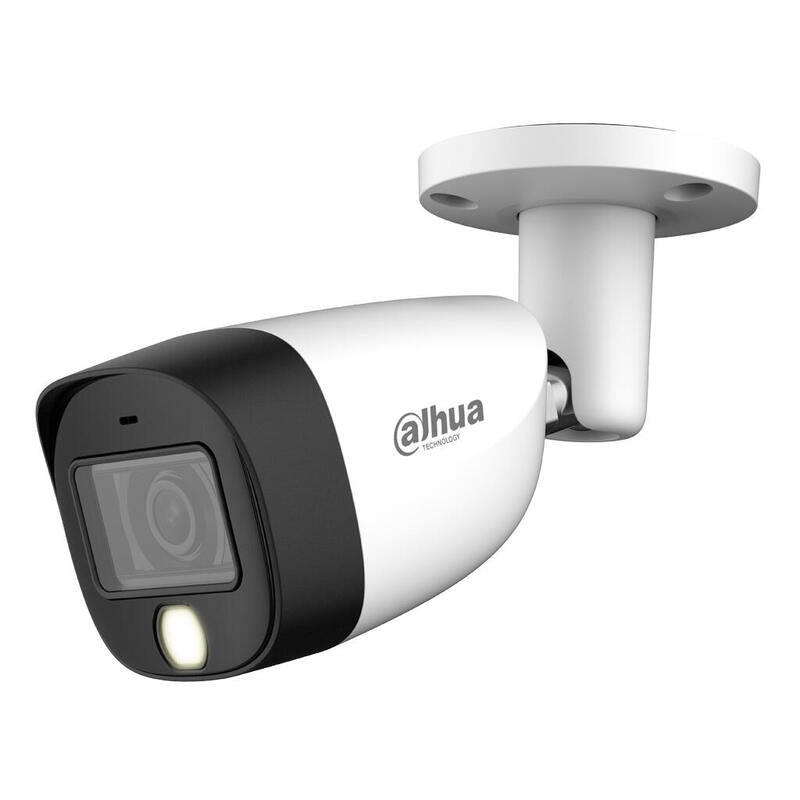 Dahua Hac-Hfw1200cm-Il-A-0360b-S6 Tubular Hdcvi 4en1 2m Full Color Dwdr Iluminación Dual Led20m/Ir20m 3.6mm Ip67 Mic