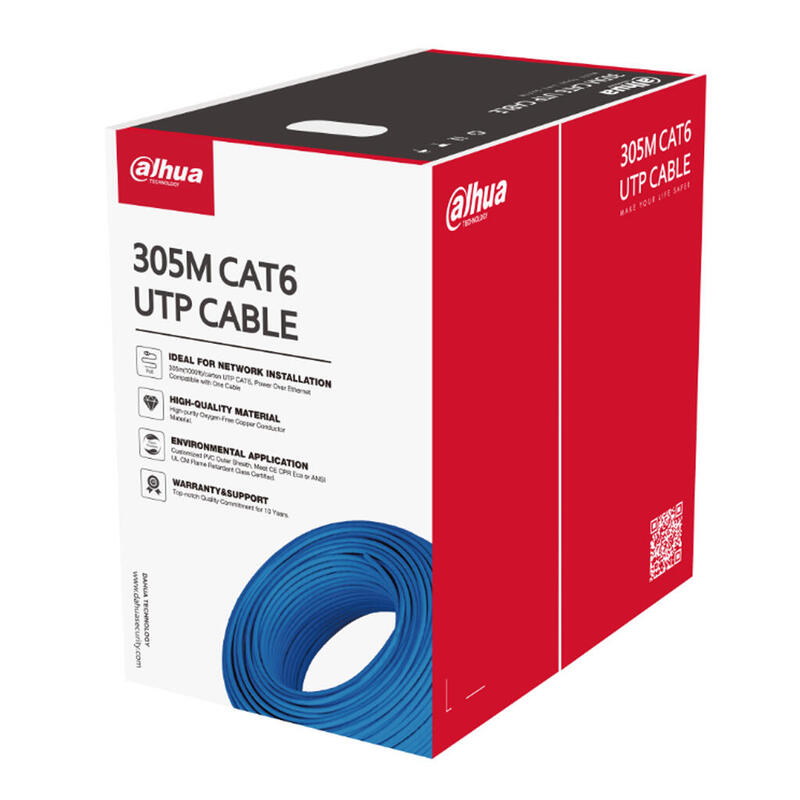 Dahua Pfm923i-6un-C (Blue) Bobina 305mts Cable Utp Cat6 0.53mm Cobre Sin Oxigeno Ce Cpr Eca. Cubierta Lszh Azul. Mejor Precio Por 10u Y 50u