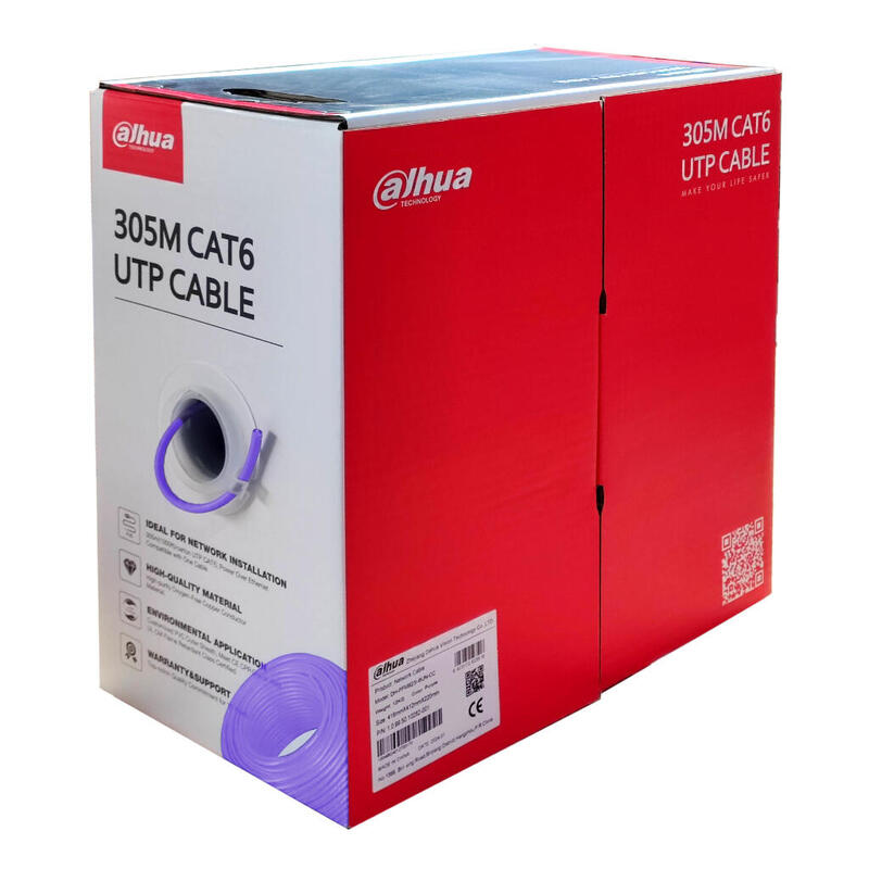 Dahua Pfm923i-6un-Cc (Purple) Bobina 305mts Cable Utp Cat6 0.53mm Cobre Sin Oxigeno Ce Cpr Cca. Cubierta Lszh Violeta. Mejor Precio Por 10u