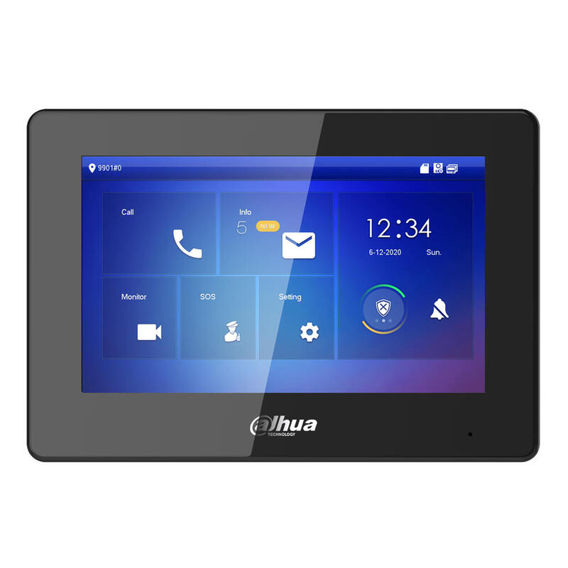 Dahua Vth5421hb Monitor Interior 7" De Superficie Para Videoportero Ip Pantalla Táctil Poe Sd 6e 1s Alarma Negro