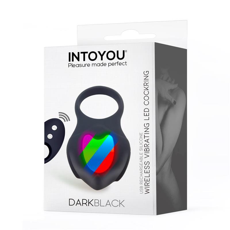 Darkblack Anillo Vibrador Con Led Control Remoto Usb Silicona