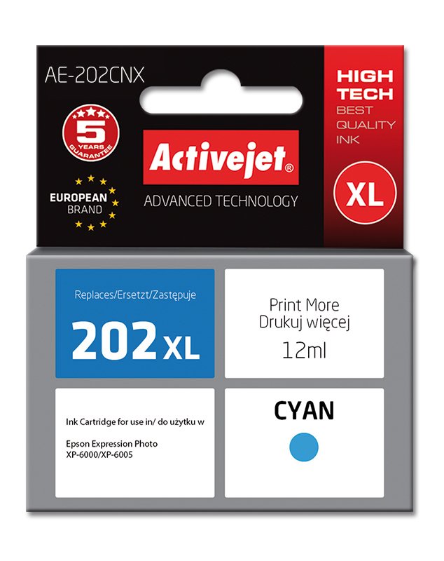 EAN 5901443111726 - Activejet AE-202CNX cartucho de tinta 1 pieza(s) Compatible Alto rendimiento (XL) Cian imagen 1
