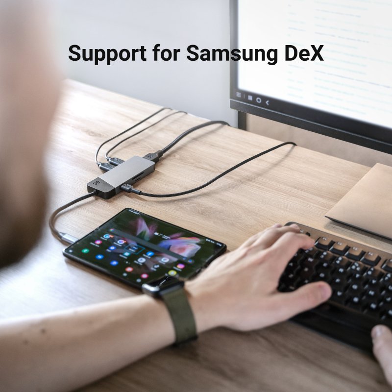 Estación De Acoplamiento Green Cell Ak50, Adaptador, Hub Usb-C 7in1 (3xusb, Hdmi, Sd (4k, Dex))