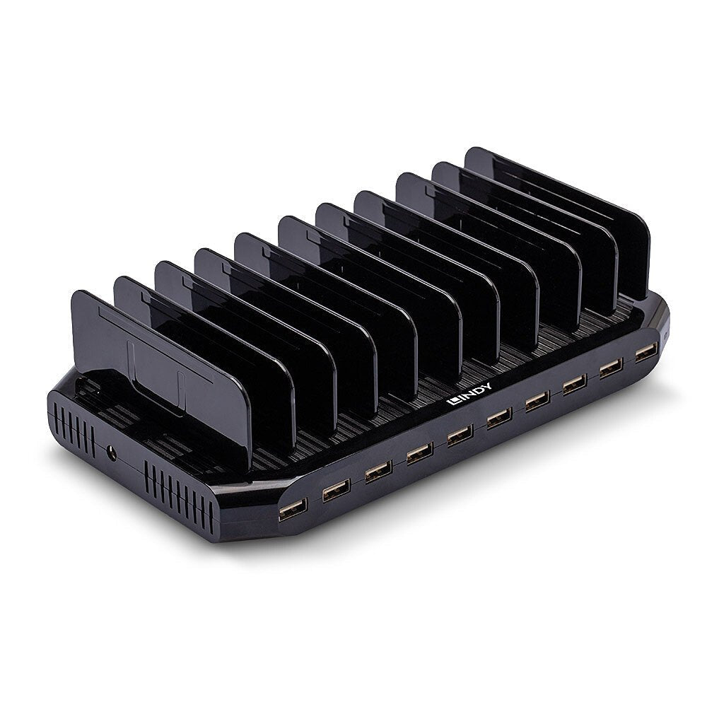 Lindy 73309 Estación De Carga Independiente Plástico Negro (10 Port Usb Charging - Station For Tablets/Smartphones)