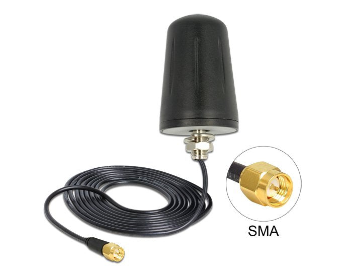 Lora Antenne 868mhz Sma Stecker 0 Dbi Omnidirektional (Rg-174, 3m) Zur Dachmontage Outdoor Schwarz