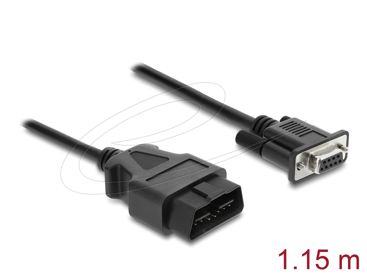 Delock Cable Adaptador Obd-2 Conector Macho A Sub-D 9 Pin Conector Hembra Con Tornillos 1,15 M