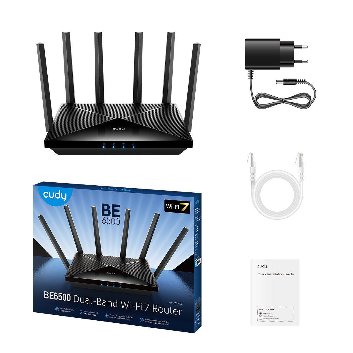 EAN 6971690793524 - Cudy WR6500 router inalámbrico Gigabit Ethernet Doble banda (2,4 GHz / 5 GHz) Negro imagen 3